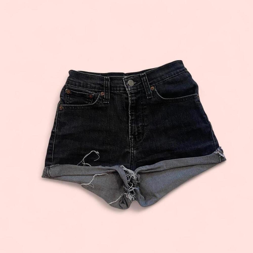 Levi's high waisted black denim shorts